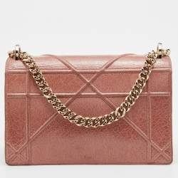Dior Dark Beige Crackle Leather Medium Diorama Shoulder Bag