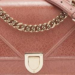 Dior Dark Beige Crackle Leather Medium Diorama Shoulder Bag