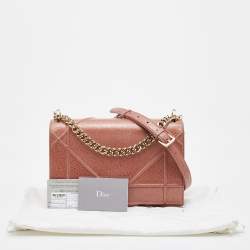 Dior Dark Beige Crackle Leather Medium Diorama Shoulder Bag