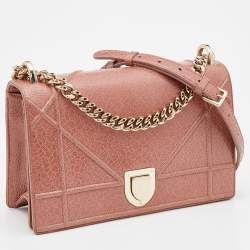 Dior Dark Beige Crackle Leather Medium Diorama Shoulder Bag