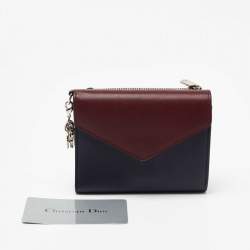 Dior Burgundy/Dark Blue Leather Diorissimo Envelope Wallet