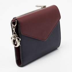 Dior Burgundy/Dark Blue Leather Diorissimo Envelope Wallet