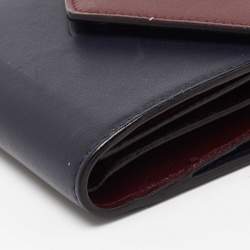 Dior Burgundy/Dark Blue Leather Diorissimo Envelope Wallet