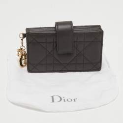 Pre Owned Dior Dark Grey Cannage Leather 5 Gusset Card Holder