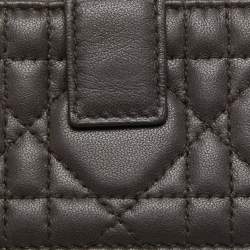 Pre Owned Dior Dark Grey Cannage Leather 5 Gusset Card Holder