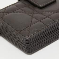 Pre Owned Dior Dark Grey Cannage Leather 5 Gusset Card Holder