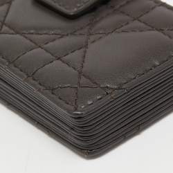 Pre Owned Dior Dark Grey Cannage Leather 5 Gusset Card Holder