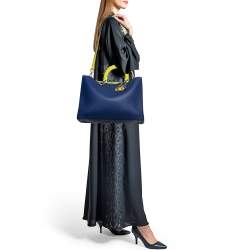 Pre Owned Dior Tri Color Leather Large Diorissimo Shopper Tote