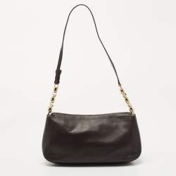 Pre Owned Dior Dark Brown Leather Malice Shoulder Bag