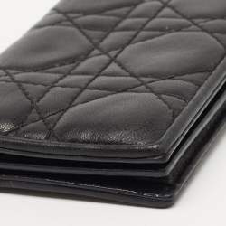 Pre Owned Dior Black Cannage Leather Mini Lady Dior Card Case