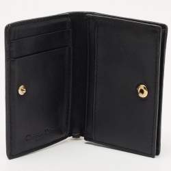 Pre Owned Dior Black Cannage Leather Mini Lady Dior Card Case