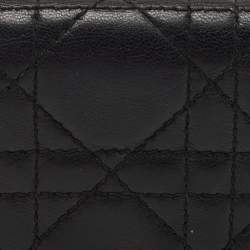 Pre Owned Dior Black Cannage Leather Mini Lady Dior Card Case