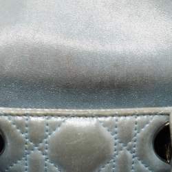 Dior Mint Green Cannage Shimmering Leather Mini Lady Dior Tote