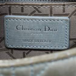 Dior Mint Green Cannage Shimmering Leather Mini Lady Dior Tote