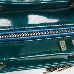 Pre Owned Dior Green Cannage Patent Leather Large Lady Dior Tote