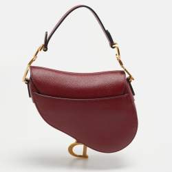 Pre Owned Dior Red Leather Mini Saddle Bag