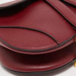 Pre Owned Dior Red Leather Mini Saddle Bag