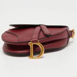 Pre Owned Dior Red Leather Mini Saddle Bag