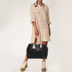 Pre Owned Dior Black Leather Large Dior Addict Shopper Tote