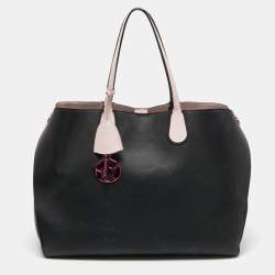 Pre Owned Dior Black Leather Large Dior Addict Shopper Tote