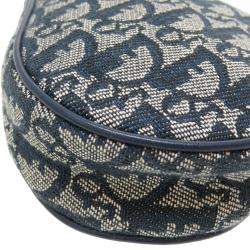 Dior Navy Blue Canvas Saddle Clutch Bag 