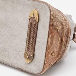 Pre Owned Dior Grey/Silver Python and Leather Limited Edition 026 Jeanne Frame Satchel