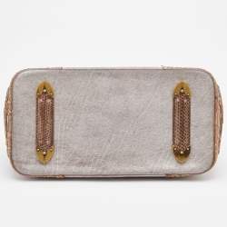 Pre Owned Dior Grey/Silver Python and Leather Limited Edition 026 Jeanne Frame Satchel