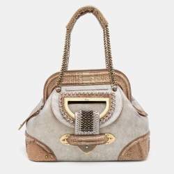 Pre Owned Dior Grey/Silver Python and Leather Limited Edition 026 Jeanne Frame Satchel