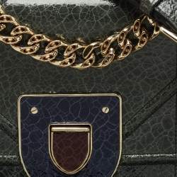 Pre Owned Dior Green Crackled Patent Leather Mini Diorama Chain Bag