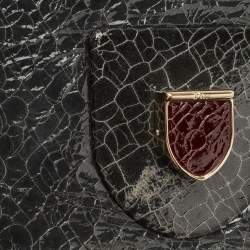 Pre Owned Dior Green Crackled Patent Leather Mini Diorama Chain Bag
