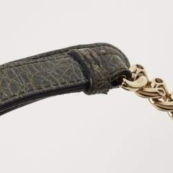 Pre Owned Dior Green Crackled Patent Leather Mini Diorama Chain Bag