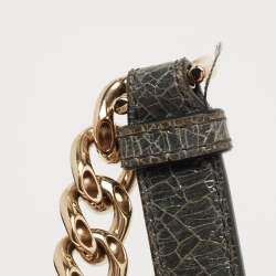 Pre Owned Dior Green Crackled Patent Leather Mini Diorama Chain Bag