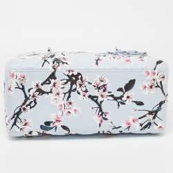 Pre Owned Dior Blue Floral Print Leather Medium Lady Dior Tote