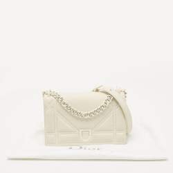 Pre Owned Dior Off White Leather Small Diorama Shoulder Bag