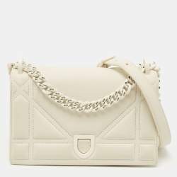 Pre Owned Dior Off White Leather Small Diorama Shoulder Bag
