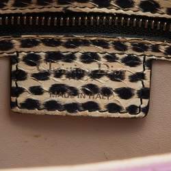 Pre Owned Dior Multicolor Cannage Leather and Water Snake Medium Lady Dior Tote
