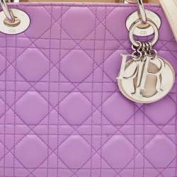 Pre Owned Dior Multicolor Cannage Leather and Water Snake Medium Lady Dior Tote