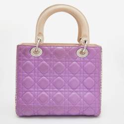 Pre Owned Dior Multicolor Cannage Leather and Water Snake Medium Lady Dior Tote