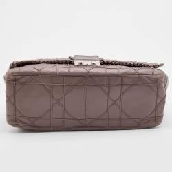 Pre Owned Dior Taupe Grey Leather New Lock Ruffle Flap Bag