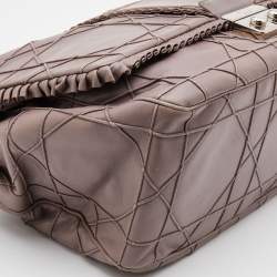 Pre Owned Dior Taupe Grey Leather New Lock Ruffle Flap Bag