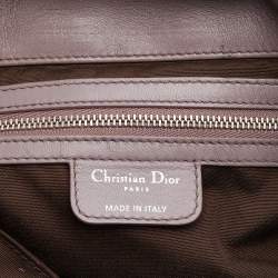 Pre Owned Dior Taupe Grey Leather New Lock Ruffle Flap Bag