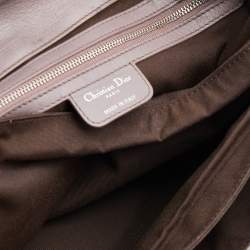 Pre Owned Dior Taupe Grey Leather New Lock Ruffle Flap Bag