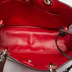 Pre Owned Dior Burgundy/Orange Snakeskin and Leather Medium Diorissimo Shopper Tote