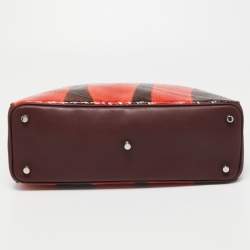 Pre Owned Dior Burgundy/Orange Snakeskin and Leather Medium Diorissimo Shopper Tote