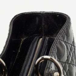 Pre Owned Dior Black Cannage Patent Leather Extra Large Lady Dior Tote