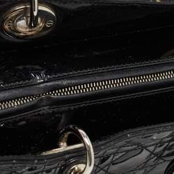 Pre Owned Dior Black Cannage Patent Leather Extra Large Lady Dior Tote
