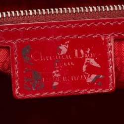 Pre Owned Dior Red Cannage Patent Leather Large Lady Dior Tote