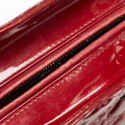 Pre Owned Dior Red Cannage Patent Leather Large Lady Dior Tote