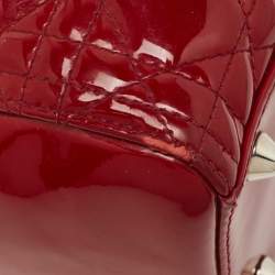 Pre Owned Dior Red Cannage Patent Leather Large Lady Dior Tote