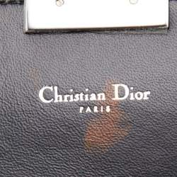 Pre Owned Dior Blue Washed Metallic Leather Miss Dior Promenade Wallet on Chain
